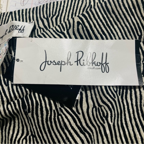 JOSEPH RIBKOFF Sz 6 Black and Gold Animal Zebra Print  Pull On High Waist Pants - Picture 6 of 11